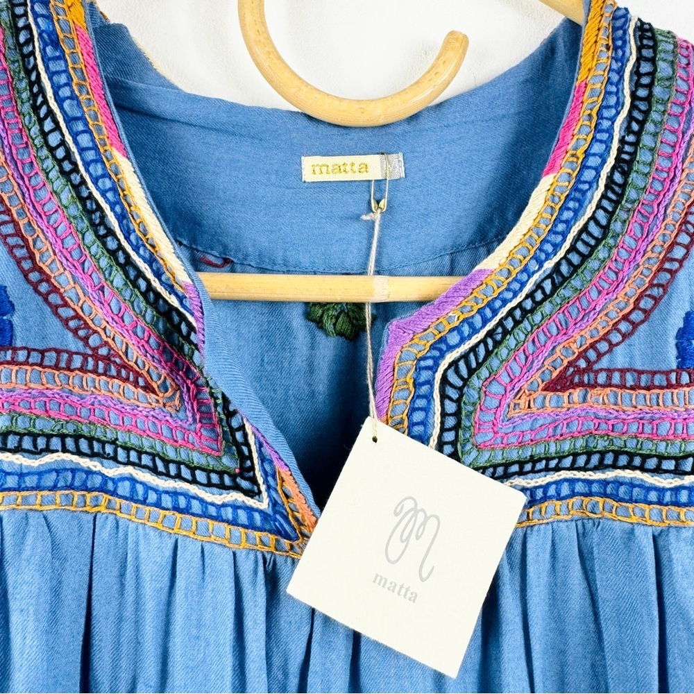 Matta 100% Cotton Beautiful Embroidery Midi Dress Nwt — image 5 of 8